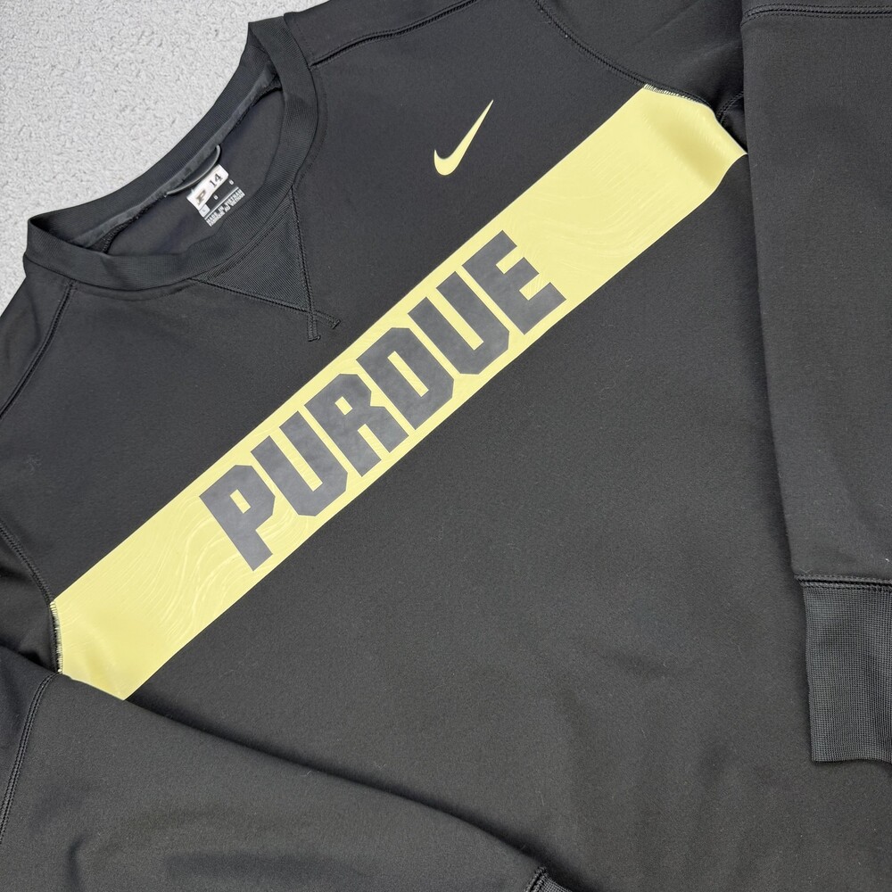 Purdue Boilermakers Sweatshirt Mens Large Black Gold Team Issue Crewneck Nike
